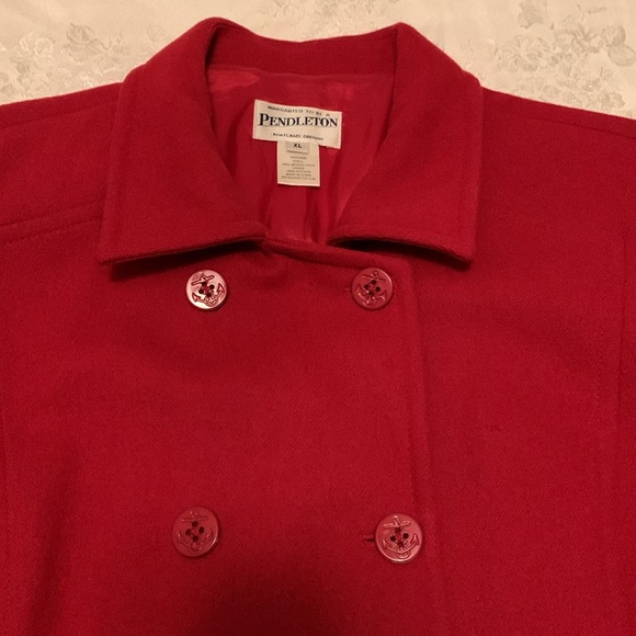 Red Wool Pendleton Pea Coat - Size 16 - 100% Merino Wool - Gorgeous coat! - Picture 10 of 10